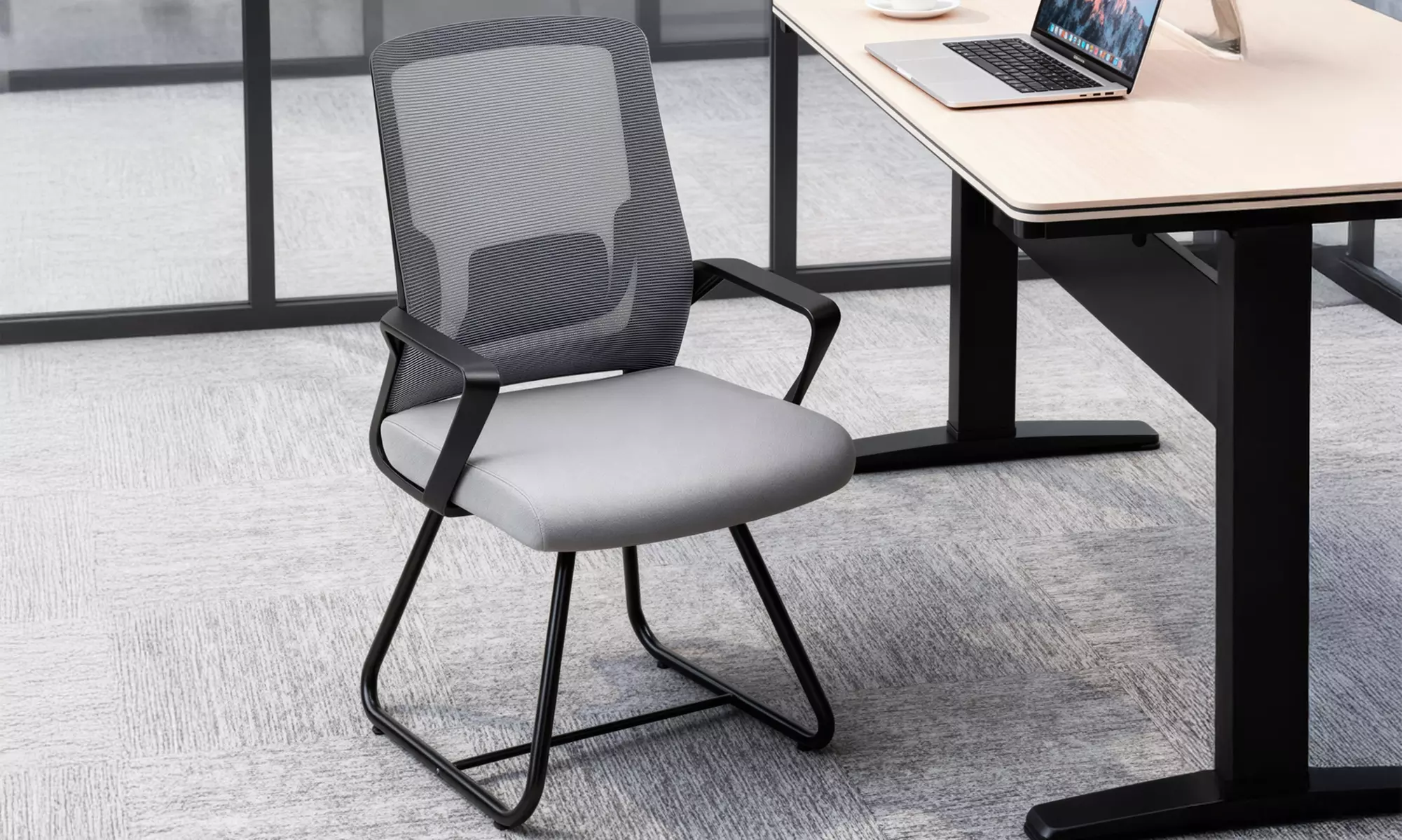HomCom Ergonomic Meeting Chair with Mesh Back Support