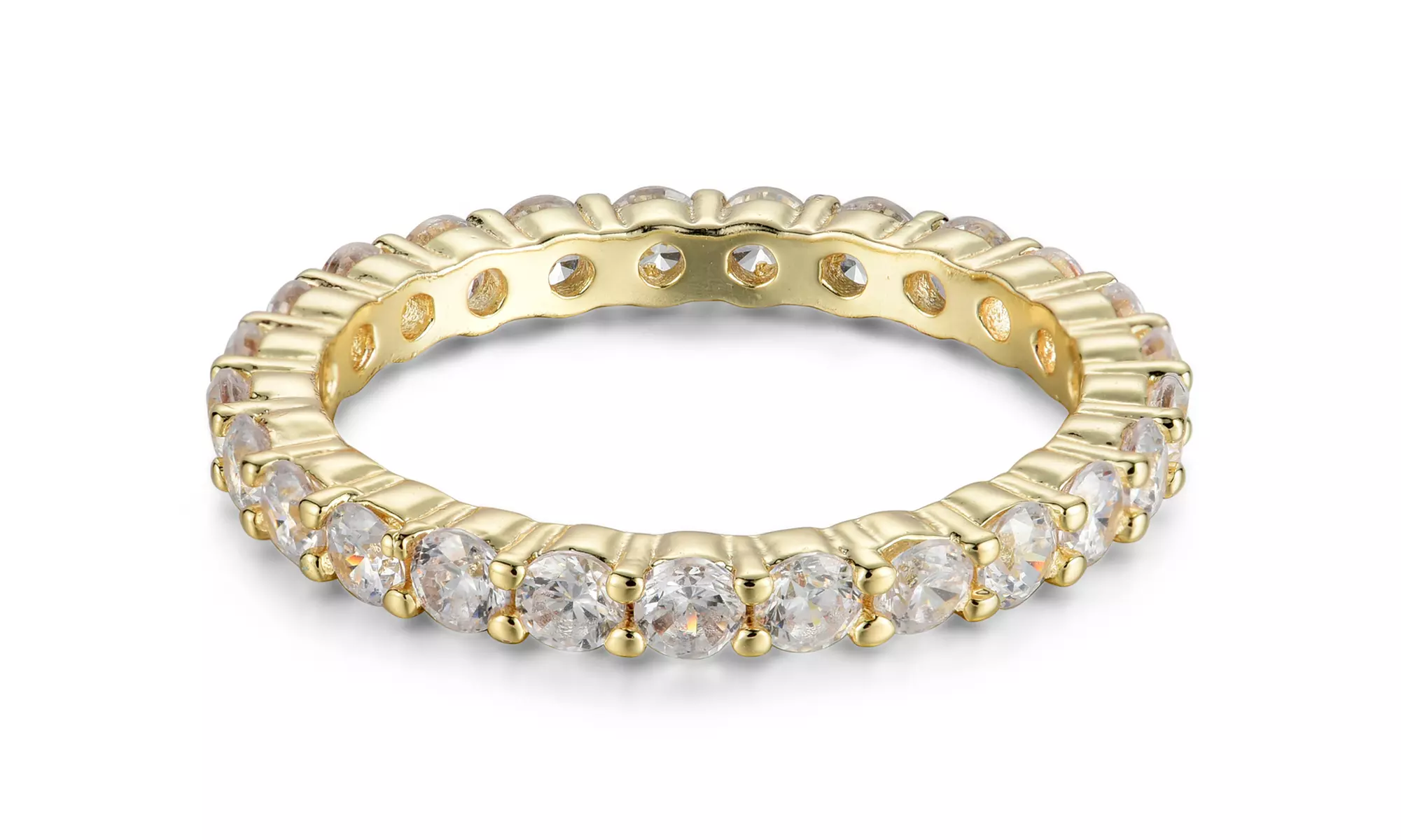 Dainty Crystal Eternity Rings in Sterling Silver