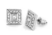 Micro Pave Crystal Square Pyramid Stud Post Earrings - Second Medium