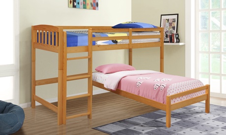 Groupon Unisex Caramel Fiddington Combination Bunk Bed With Optional Mattresses: /Frame Only