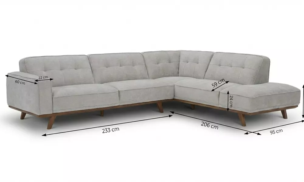 Canapé d'angle Kocoon en tissu avec méridienne angle gauche ou droit