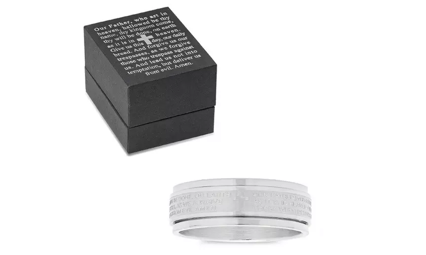  Stainless Steel Our Father Prayer Band Ring