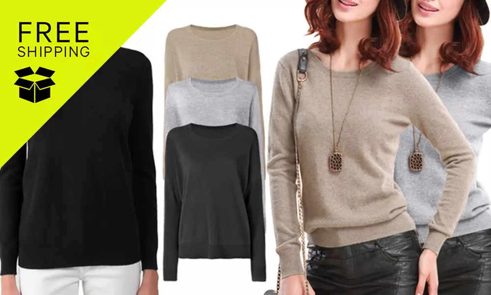 FREE SHIPPING: Stylish Cashmere Blend Knit Jumper