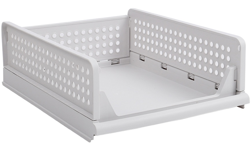Image 2: Foldable Stackable Drawer Storage Basket 