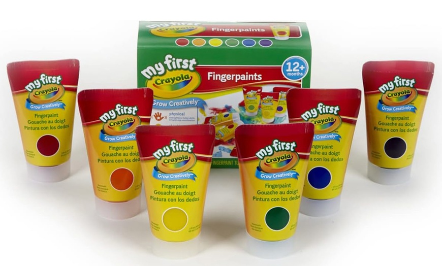 Image 1: Crayola Washable Finger Paints - 6 Vibrant Colors, Easy-to-Clean Fun