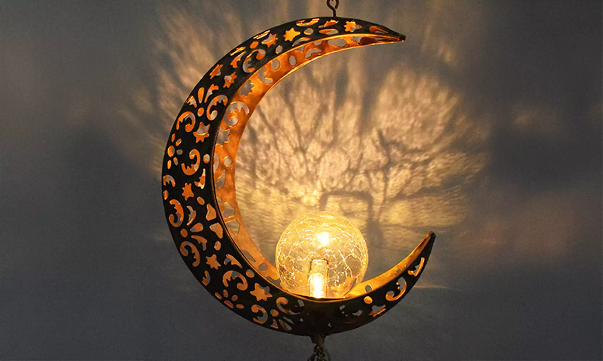 Solar Wind Chimes Outdoor Garden Waterproof Metal LED Hanging Chime Decor