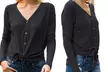 Reflection Women's Button & Tie-Front Oversized Waffle Knit Top. Plus Sizes Available - Second Medium