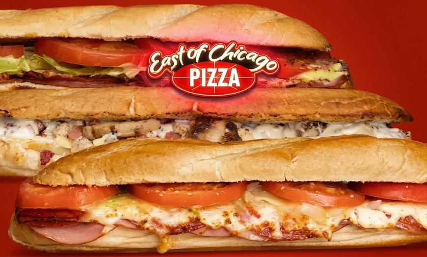 Image 2: 2 Large Oven Baked Subs w/ Two 20 Oz Drinks, 2 Topping Pizzas & More