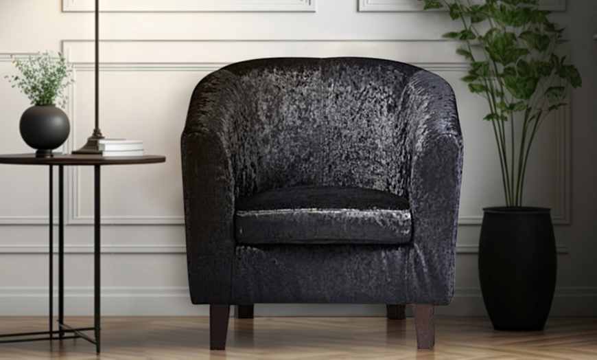 Image 2: Crushed Velvet Tub Chair