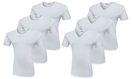 Set di 6 T-shirt Liabel da uomo in cotone elasticizzato, disponibili in 2 modelli e varie taglie