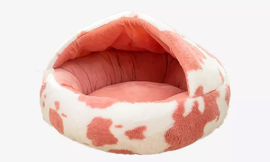 Image 10: Fluffy Warm Semi-Enclosed Pet Bed