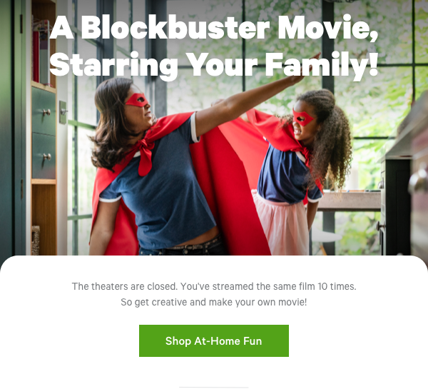 A Blockbuster Movie, Starring Your Family! Shop At-Home Fun