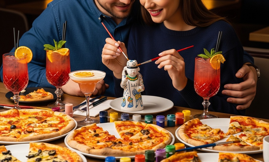 Image 1: Duo, Squad and Crew Bottomless and Ultimate Pizza and Paint Packages