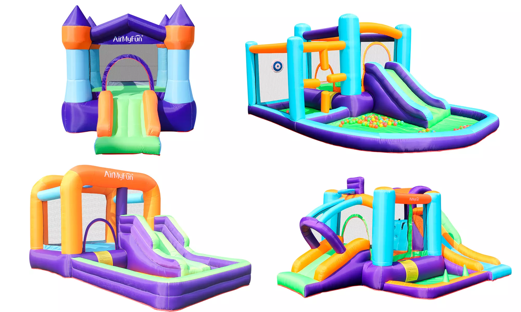 Châteaux gonflables géants AirMyFun avec trampoline, toboggans et piscine intégrés. Livraison offerte - Primary Image
