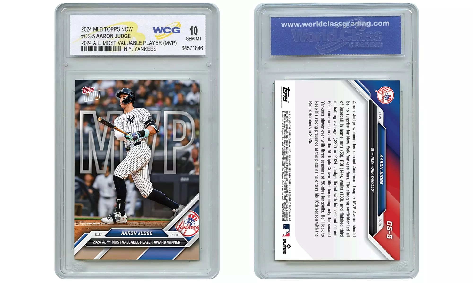 2024 Topps Now Aaron Judge #OS-5 - AL MVP Gem Mint 10
