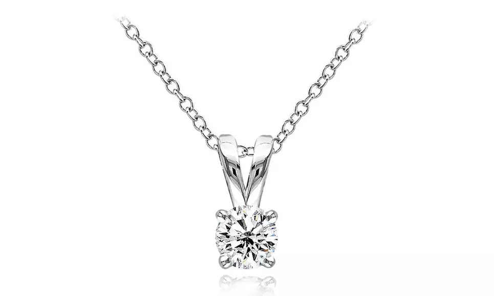 Sterling Silver Cubic Zirconia 5mm Round Solitaire Necklace