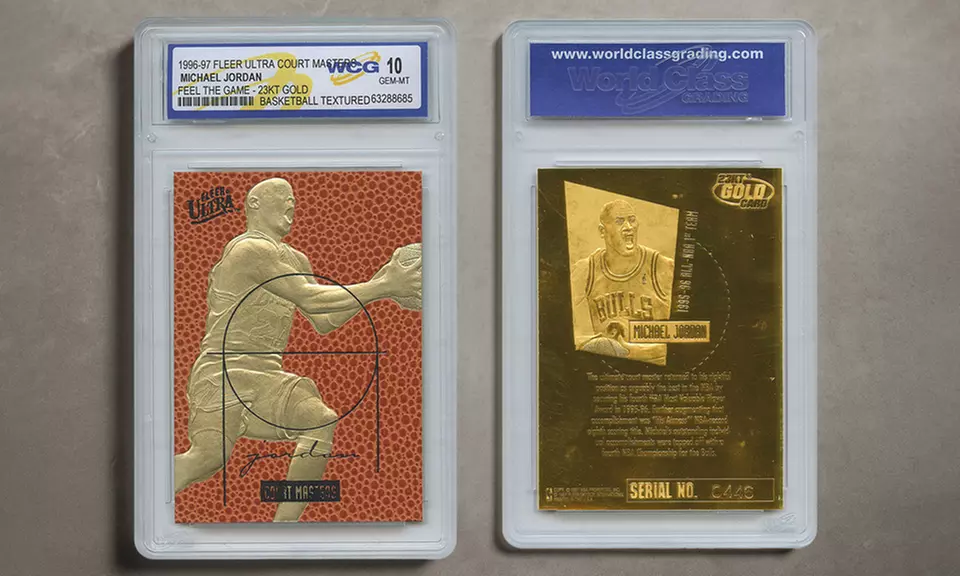1996 MICHAEL JORDAN Fleer Court Masters FEEL THE GAME 23K GOLD Card GEM MINT 10