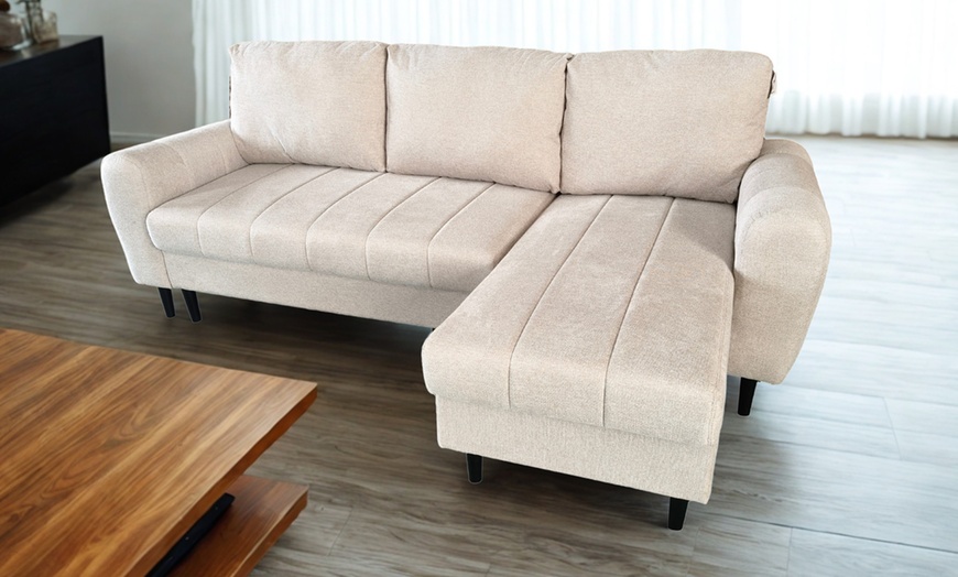 Image 1: DS Living Sienna 3 Seater Corner Sofa Bed with Storage