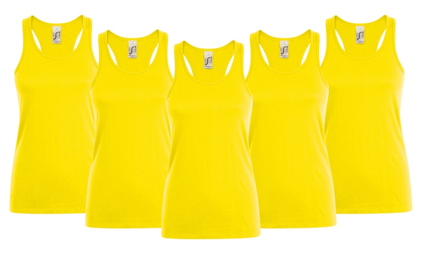 Image 1: Five-Pack of Women's Yellow Undershirts