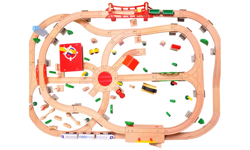 Image 3: Wooden Train Track Set