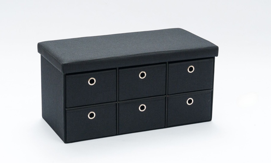 Image 8: Furniture Dealz Sofia Six Drawer Folding Storage Ottoman