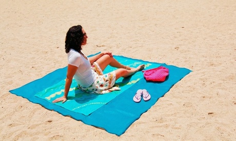 Joom Stel Ora Blu Telo Da Spiaggia - Shop-Story - Xxl 200 X 150 Cm - Anti-Sabbia - Impermeabile - Lavabile - Immagine 3