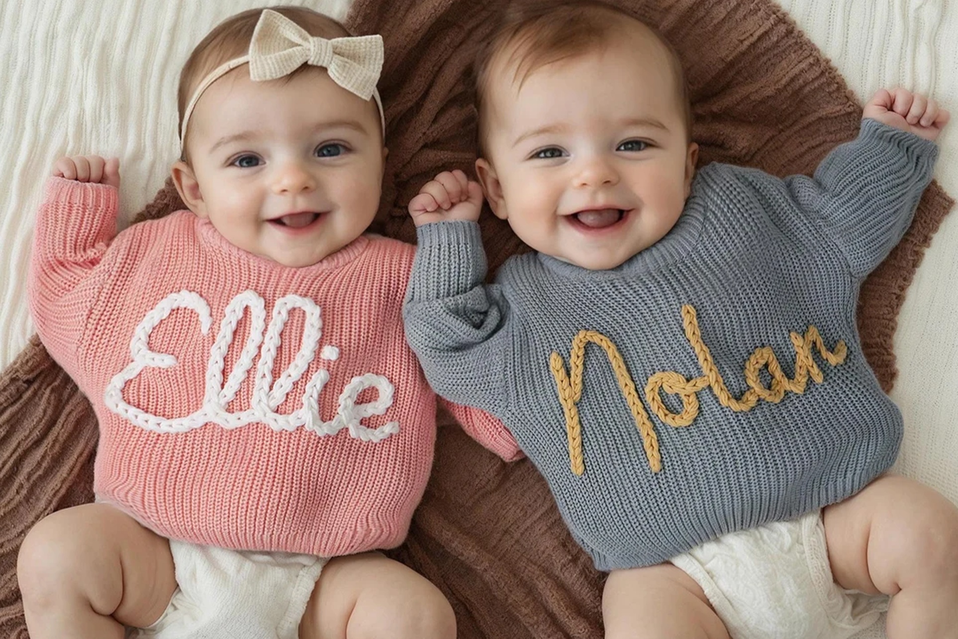 One or Two Personalized Embroidery Baby Sweaters