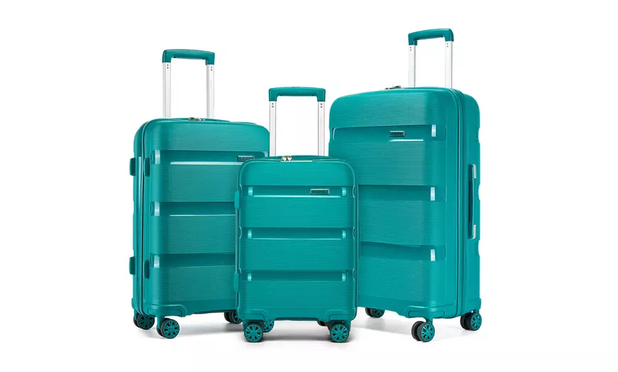 Image 15: 1 of 3 koffers met TSA-slot en dubbele zwenkwielen