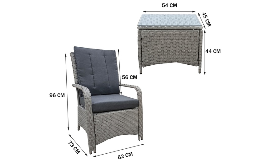 Image 5: Three-Piece Outdoor Rattan-Effect Bistro Set