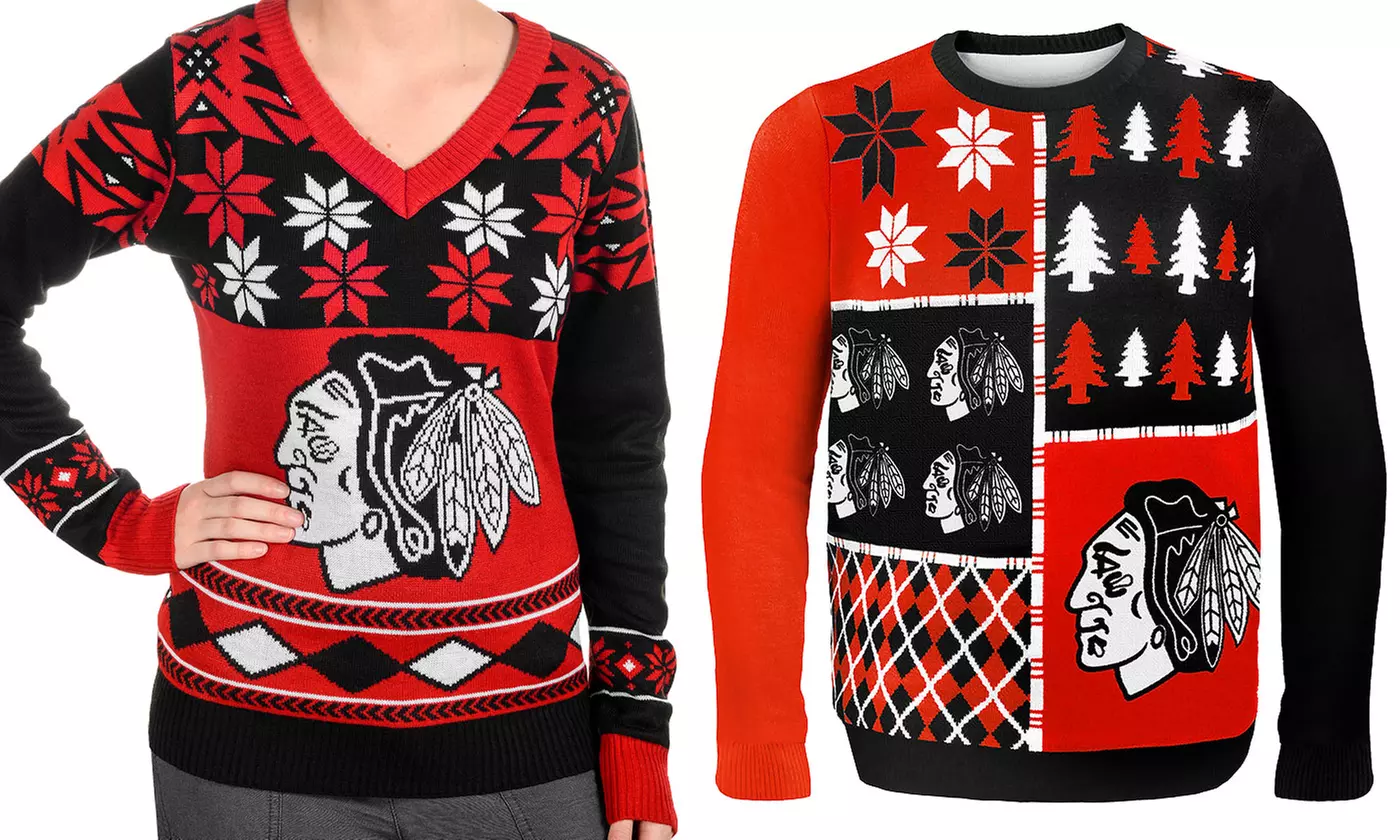 Clearance: NHL Chicago Blackhawks Ugly Sweaters (Select sizes) - Primary Image