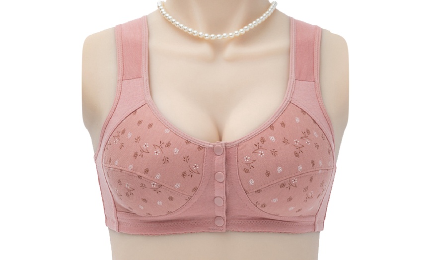 Image 3: Women's Vintage-Effect Floral Front Closure Bra