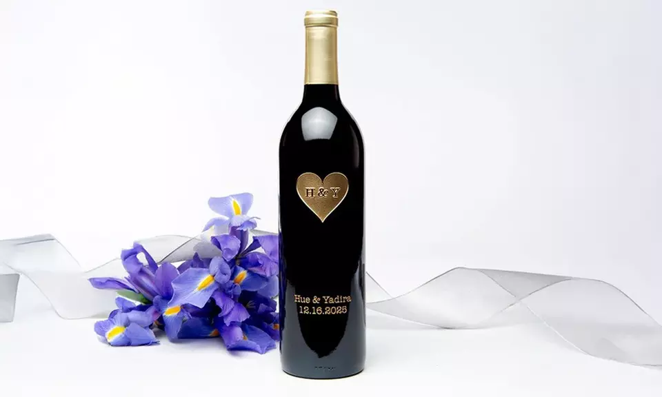 Personalized Valentine's Day Wine Bottle - Hand-Etched Custom Keepsake Gift for Him or Her - Unique Romantic Design