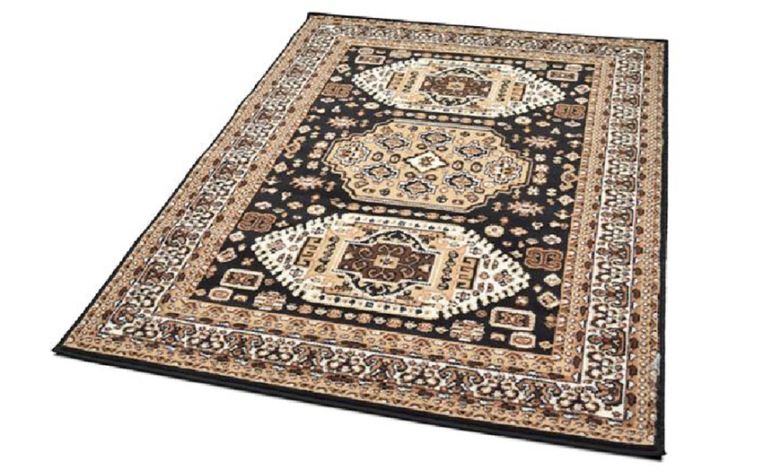 Image 3: Texas Black Traditional Kandhara Rug