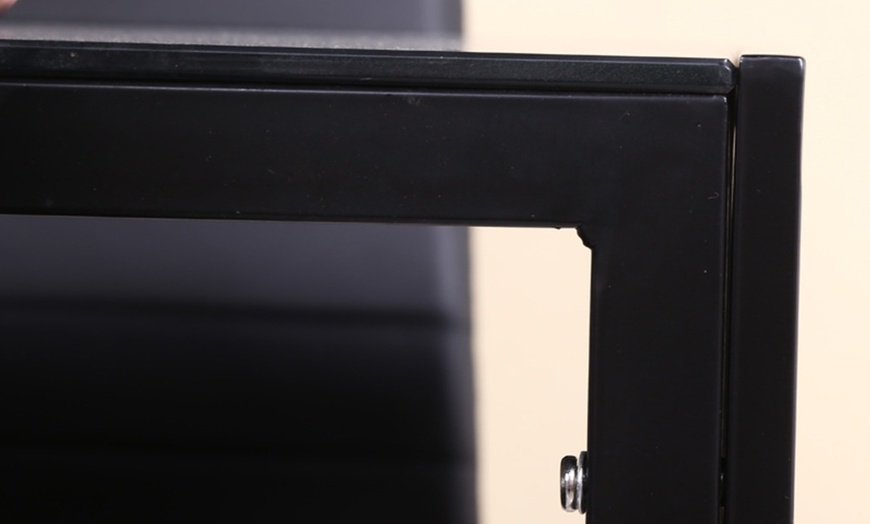 Image 4: 120×80cm Black Glass Dining Table with Metal Legs