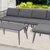 Image 1: Four Seater Outdoor Sofa Set with Table and Footrest