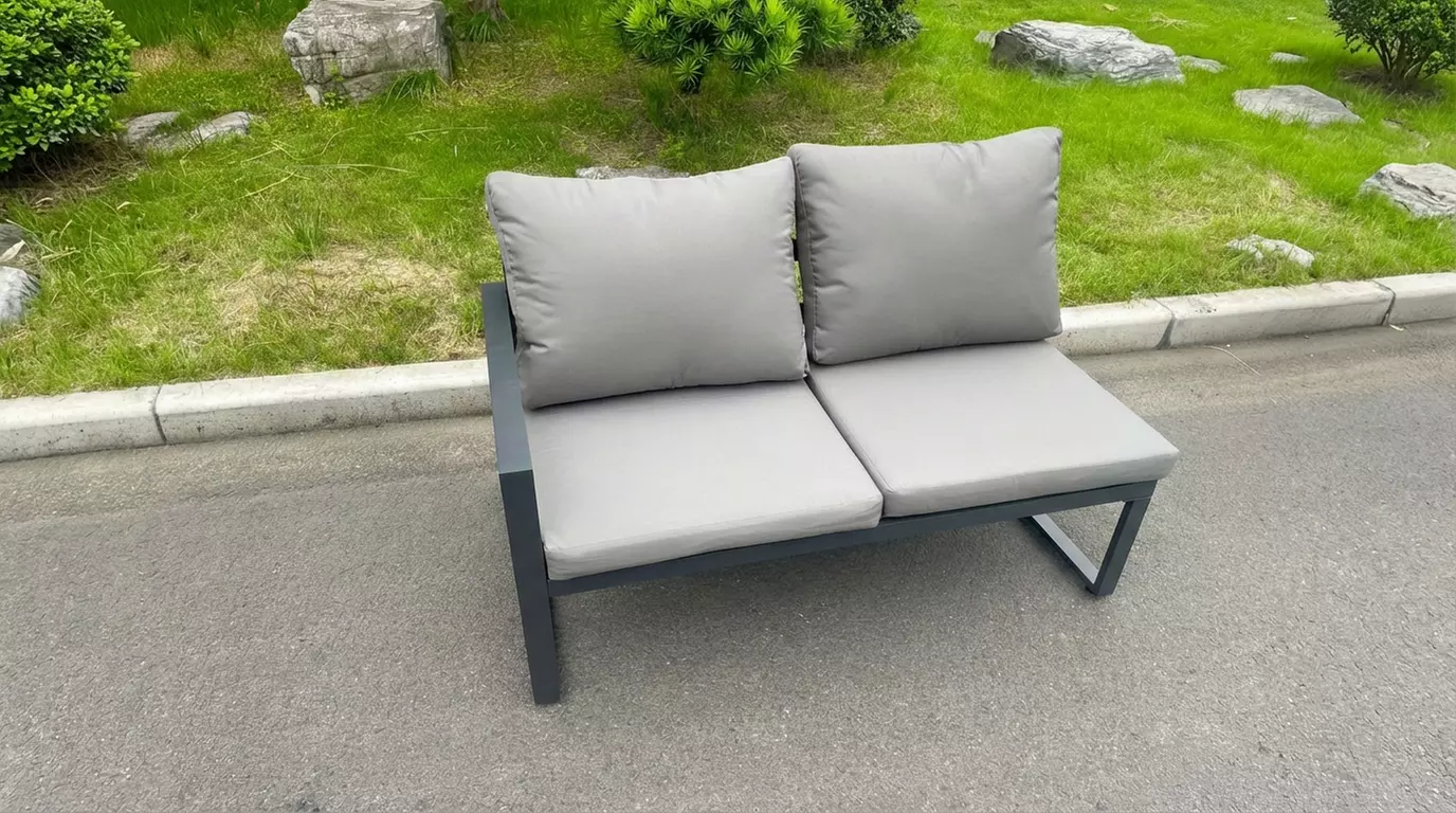 7pc Aluminium Garden Corner Sofa Set with Coffee Table and Footstool