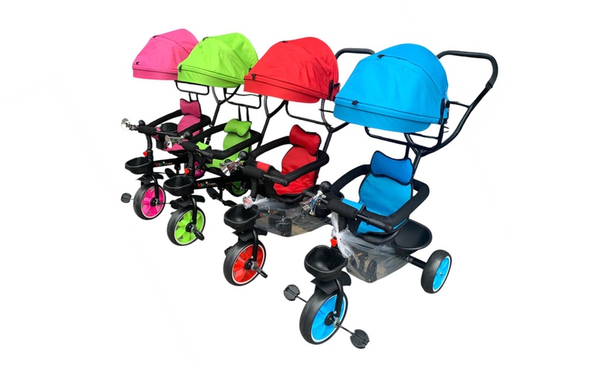 Image 1: Kids Pedal Trike 3-Wheel Stability with Parent Handle