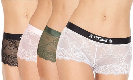 Lot de 4 boxers dentelle femme Miss Freegun