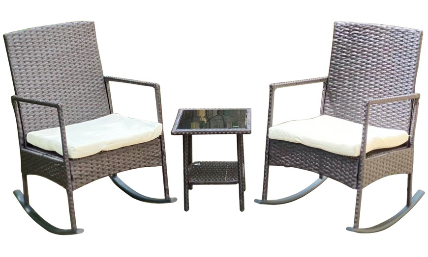 Image 2: Furniture one 3-Piece Outdoor Rattan Effect Bistro Set