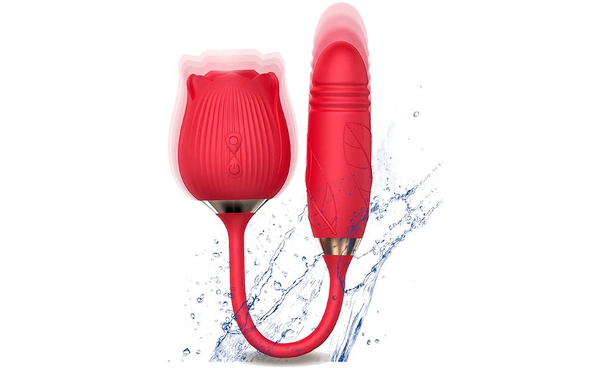Image 2: 2 in 1 Rose Sucking Vibrator