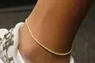 Italian Made 925 Sterling Silver Gold Anklet Chain Collection 9" and 10" Option - Second Medium