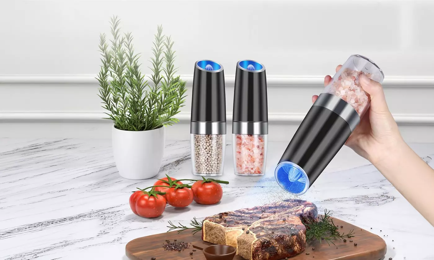 ItBelongs2U Electric Gravity Salt and Pepper Mill Automatic Spice Grinder Shaker