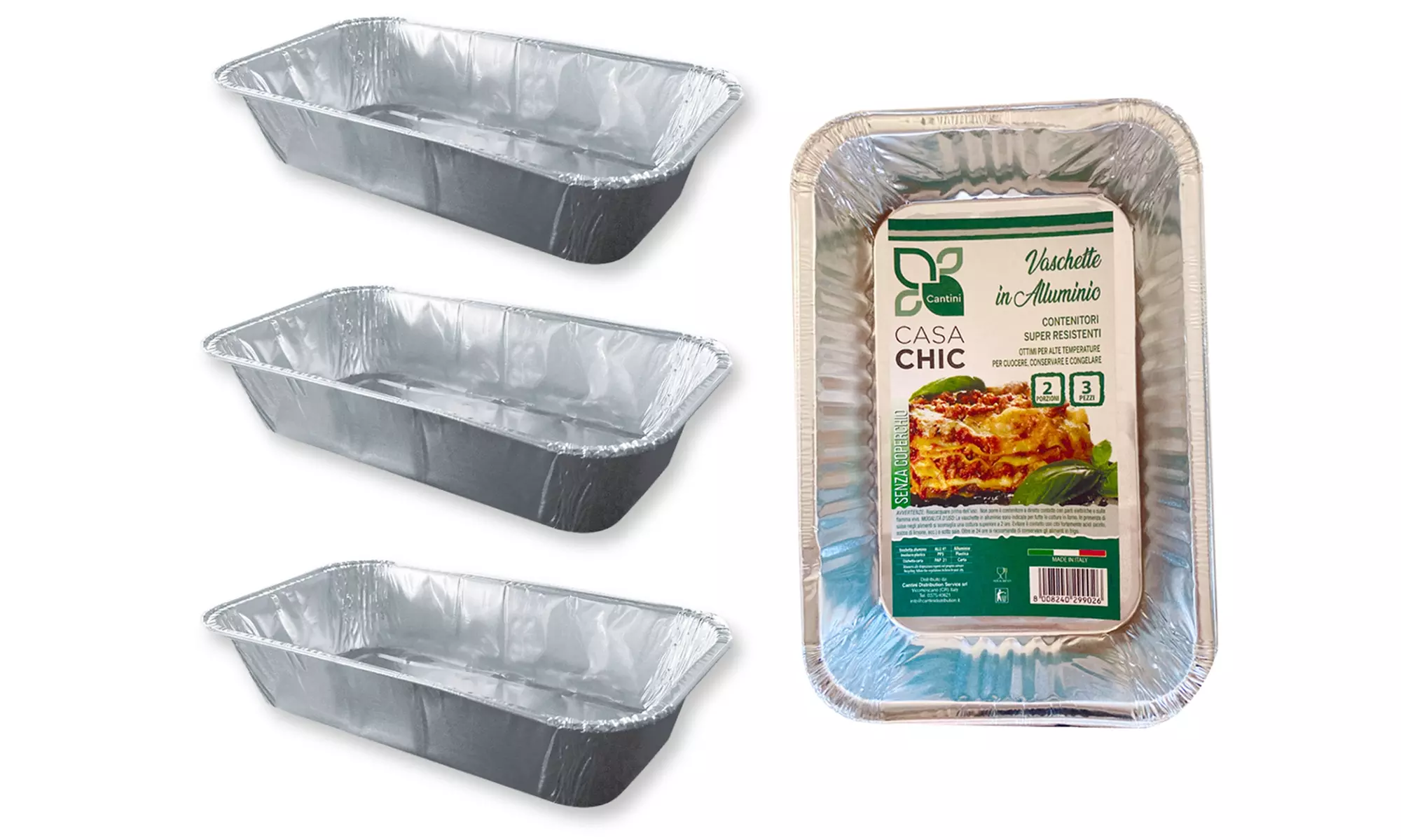 Fino a 192 contenitori in alluminio per alimenti