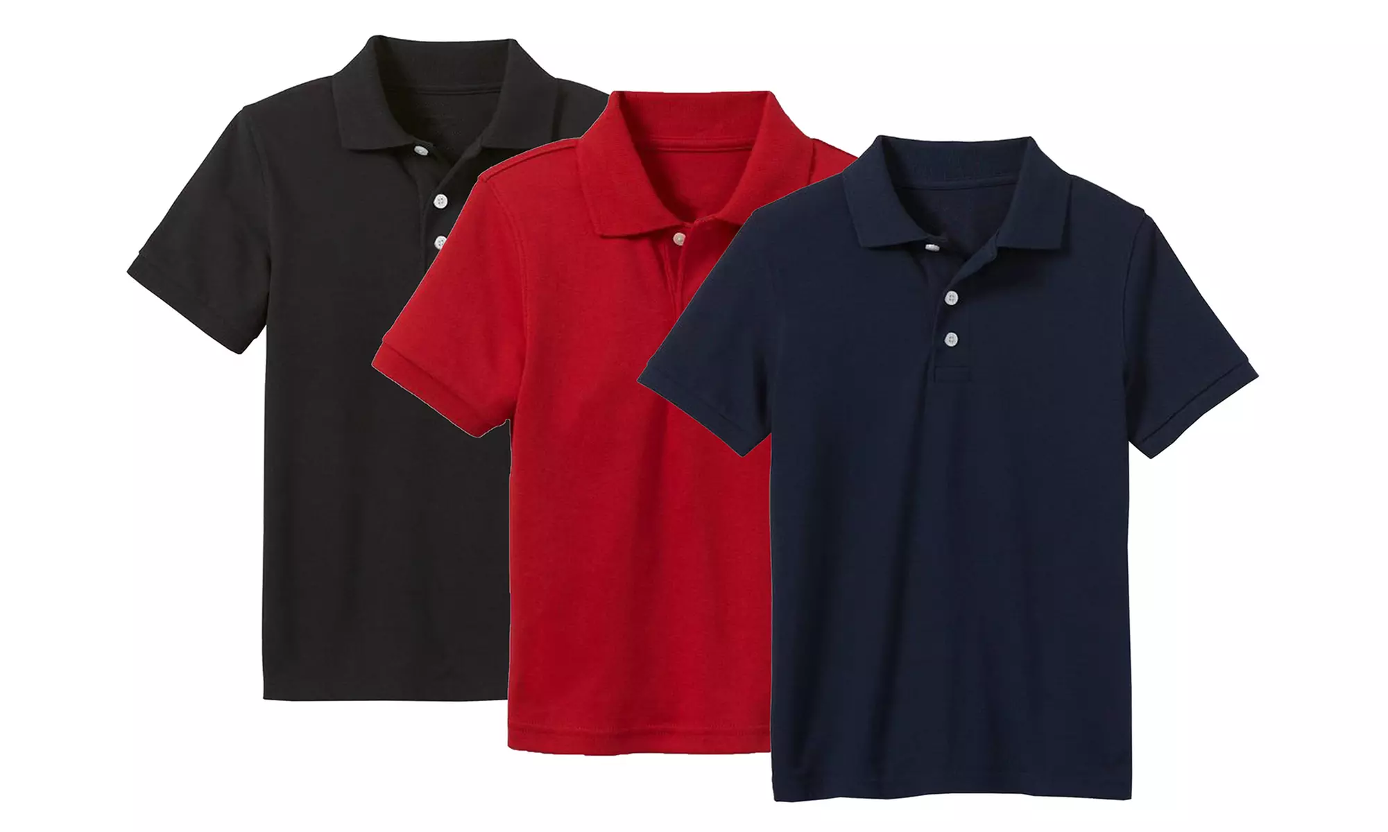 3-Pack Boy's Short Sleeve School Uniform Pique Polo Shirts (Sizes, 4-20)