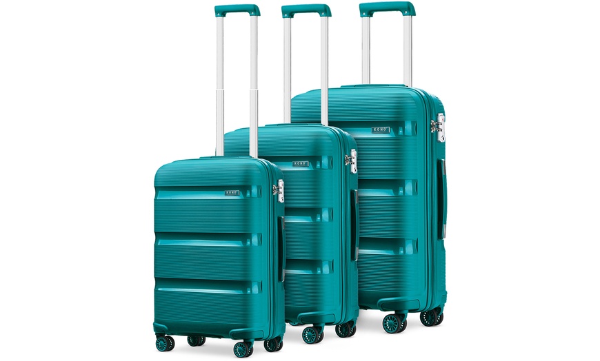 Image 14: KONO Three-Piece PP Hard Shell Suitcases With TSA Lock