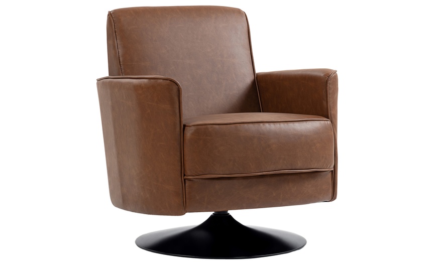 Image 2: HOMCOM Upholstered PU Leather Armchair for Living Room