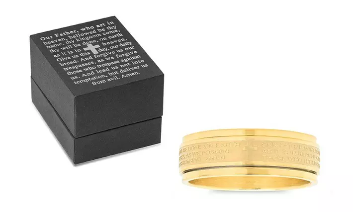  Stainless Steel Our Father Prayer Band Ring