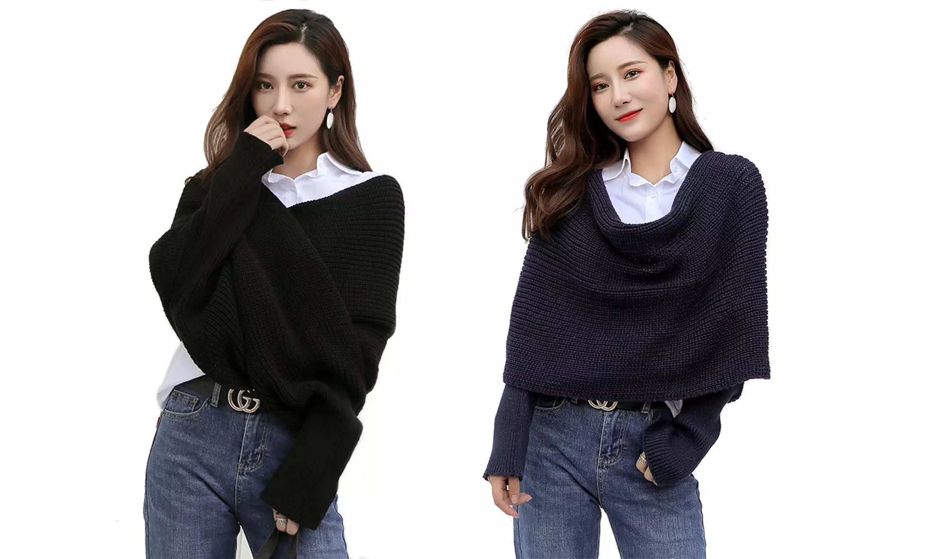 1 of 2 omslagsjaals met mouwen