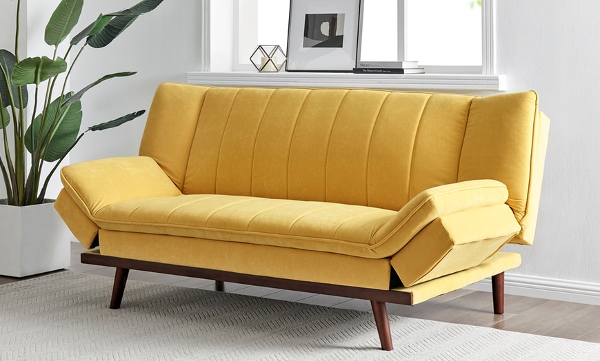 Image 19: Three-Seater Velvet Sofa Bed