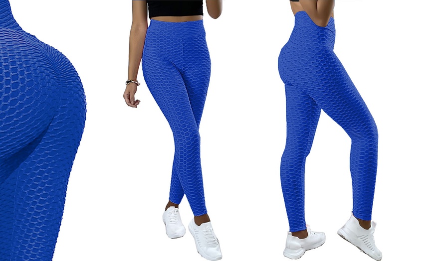 Image 9: Honeycomb Textured High Waist Leggings